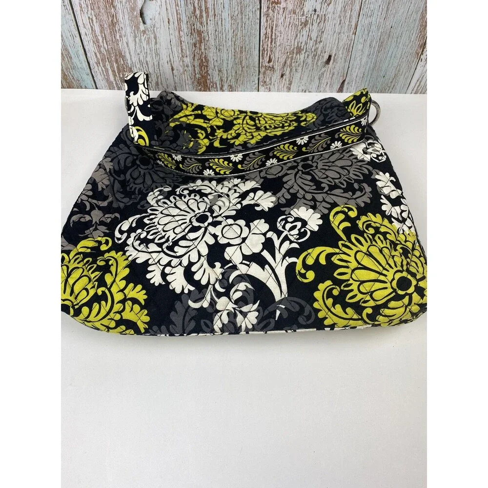 Vera Bradley Baroque Black Yellow White Shoulder Handbag Tote Purse